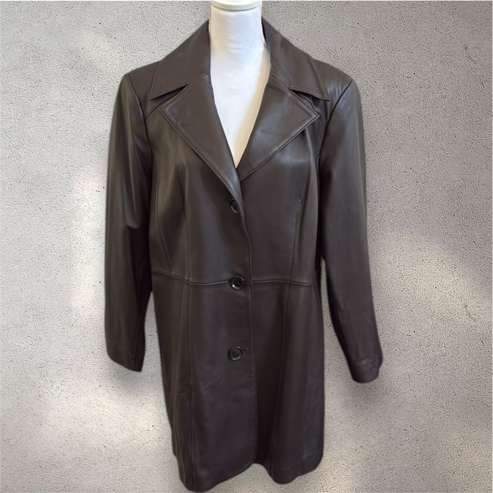Anne Klein brown leather jacket